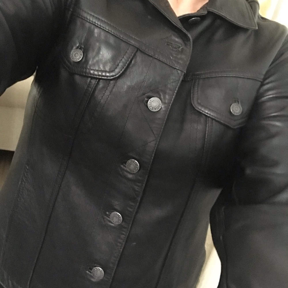 Vintage 90’s Orig Gap Black REAL Leather Jacket
